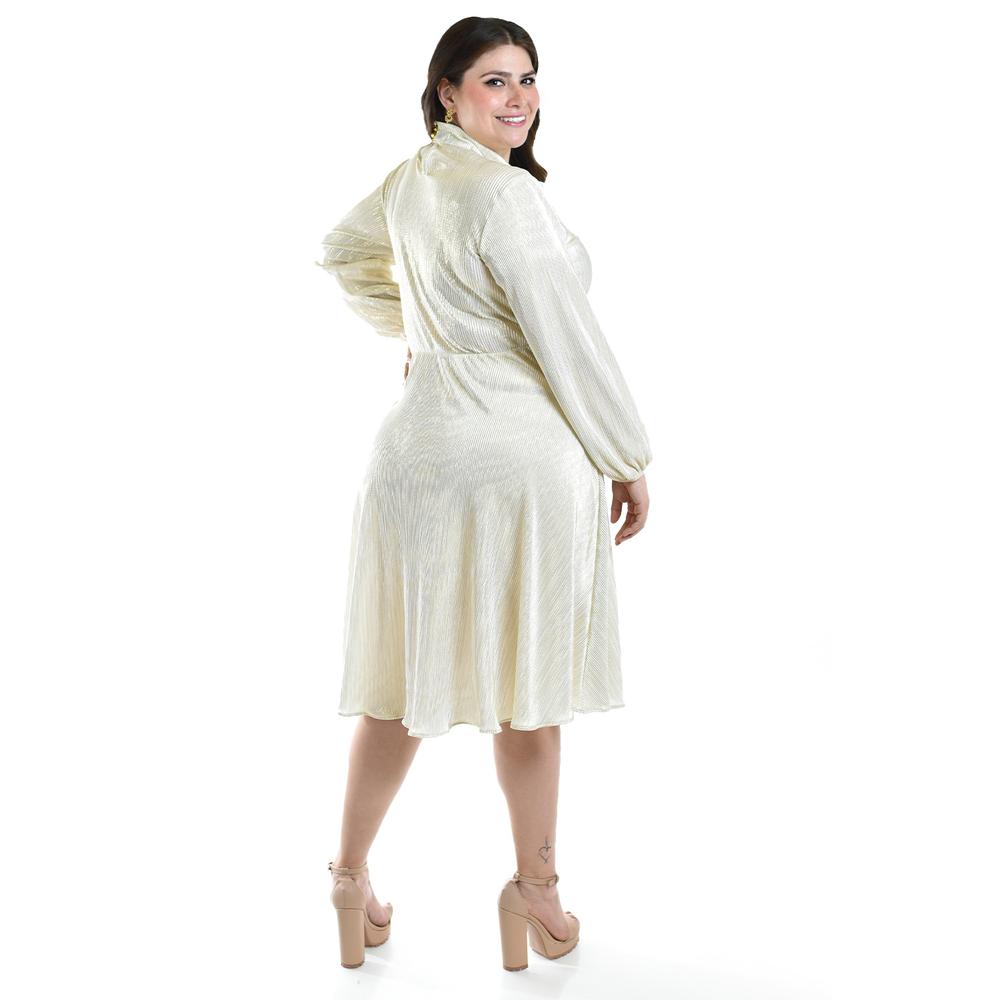 Foto 4 pulgar | Vestido Plisado Con Laso Roman Fashion /tallas Extras, 4322 (blanco) Blanco