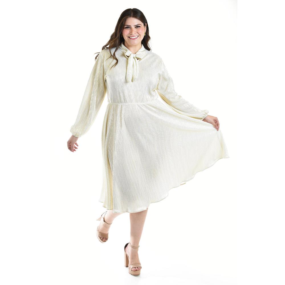 Foto 6 pulgar | Vestido Plisado Con Laso Roman Fashion /tallas Extras, 4322 (blanco) Blanco