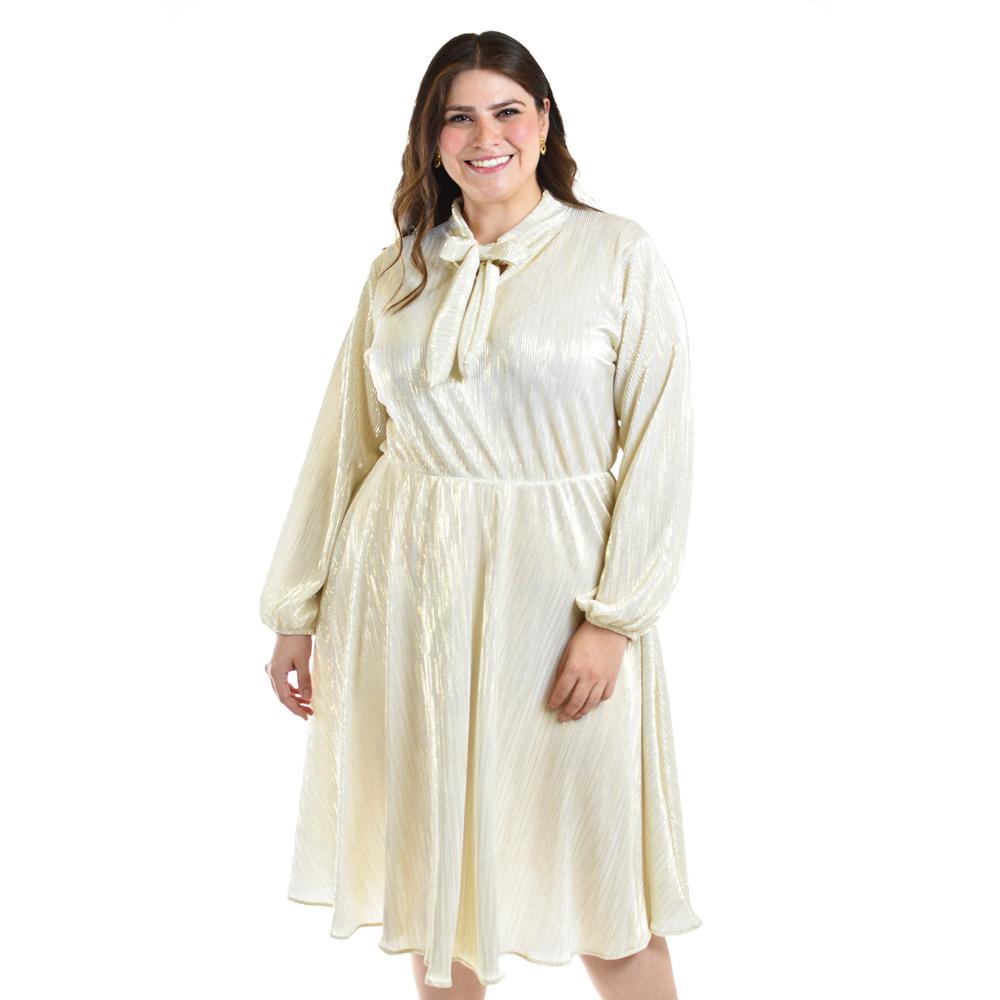 Foto 7 pulgar | Vestido Plisado Con Laso Roman Fashion /tallas Extras, 4322 (blanco) Blanco