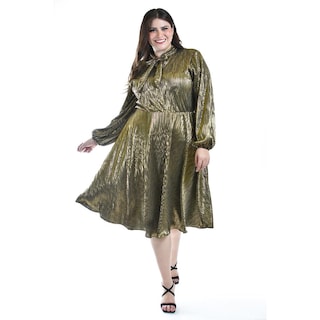 Foto 1 | Vestido Plisado Con Laso Roman Fashion /tallas Extras, 4322 (dorado) Dorado