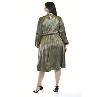 Foto 3 | Vestido Plisado Con Laso Roman Fashion /tallas Extras, 4322 (dorado) Dorado