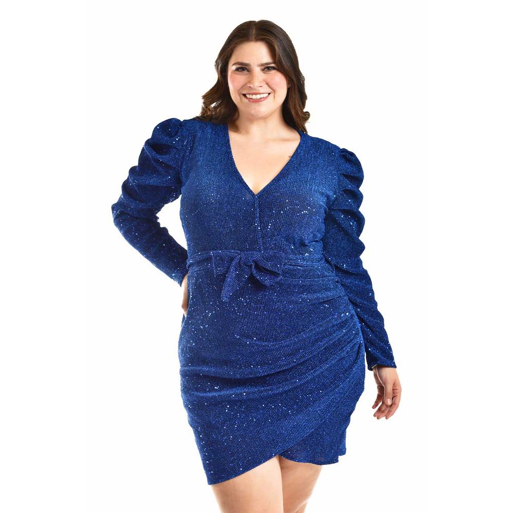 Foto 2 pulgar | Vestido De Lentejuela Roman Fashion /tallas Extras, 4263 (azul Rey) Azul