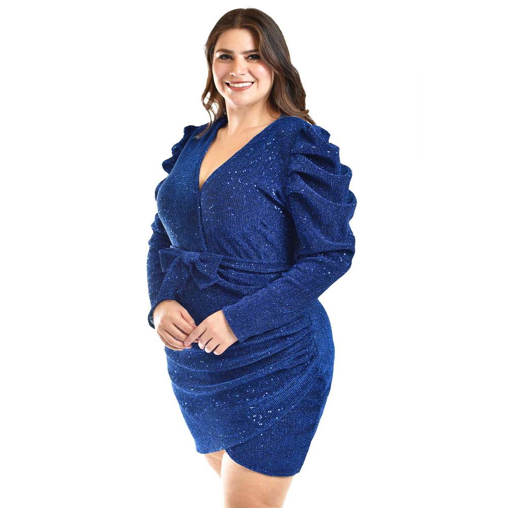 Foto 3 | Vestido De Lentejuela Roman Fashion /tallas Extras, 4263 (azul Rey) Azul