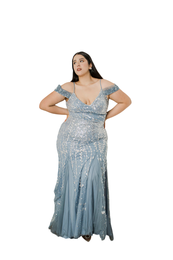 Vestido Fiesta María Ferré 123 Azul Para Mujer Tallas Extras