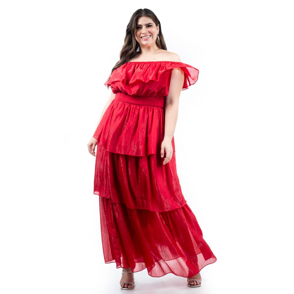 Vestido Largo Con Volantes Roman Fashion /juvenil, 8563 (rojo) Rojo