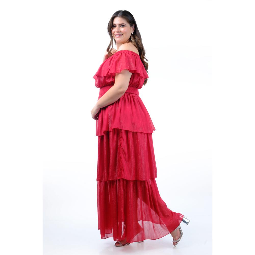 Foto 2 | Vestido Largo Con Volantes Roman Fashion /juvenil, 8563 (rojo) Rojo
