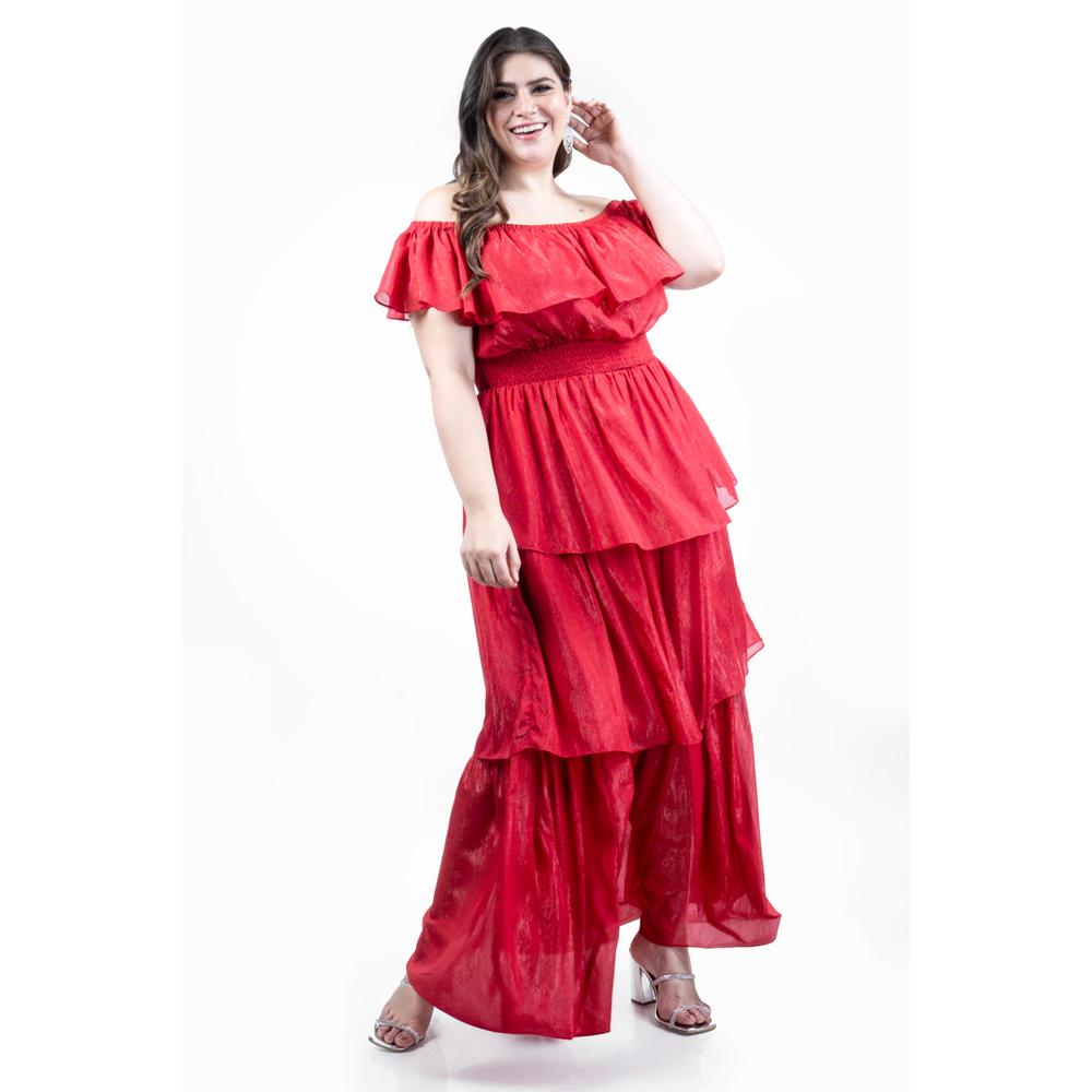Foto 5 | Vestido Largo Con Volantes Roman Fashion /juvenil, 8563 (rojo) Rojo