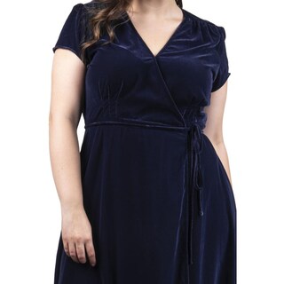 Foto 4 | Vestido Largo De Terciopelo Roman Fashion /tallas Extras, 84626 (azul Marino) Azul Marino