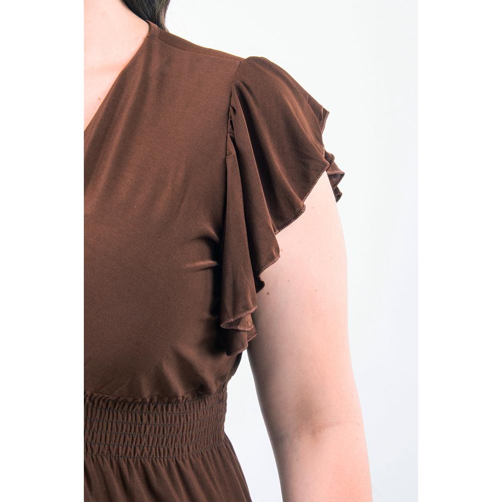 Foto 5 pulgar | Vestido Largo Manga Volantes Roman Fashion /tallas Extras, 9940-so (cafe) Cafe