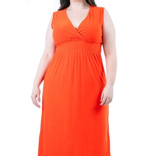 Foto 4 | Vestido Largo Cintura Smock Roman Fashion /tallas Extras, 8801x-so (naranja) Naranja