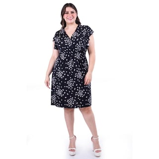 Foto 1 | Vestido Flores Cintura Smock Roman Fashion /tallas Extras, 8867x-12 (negro Flor) Negro