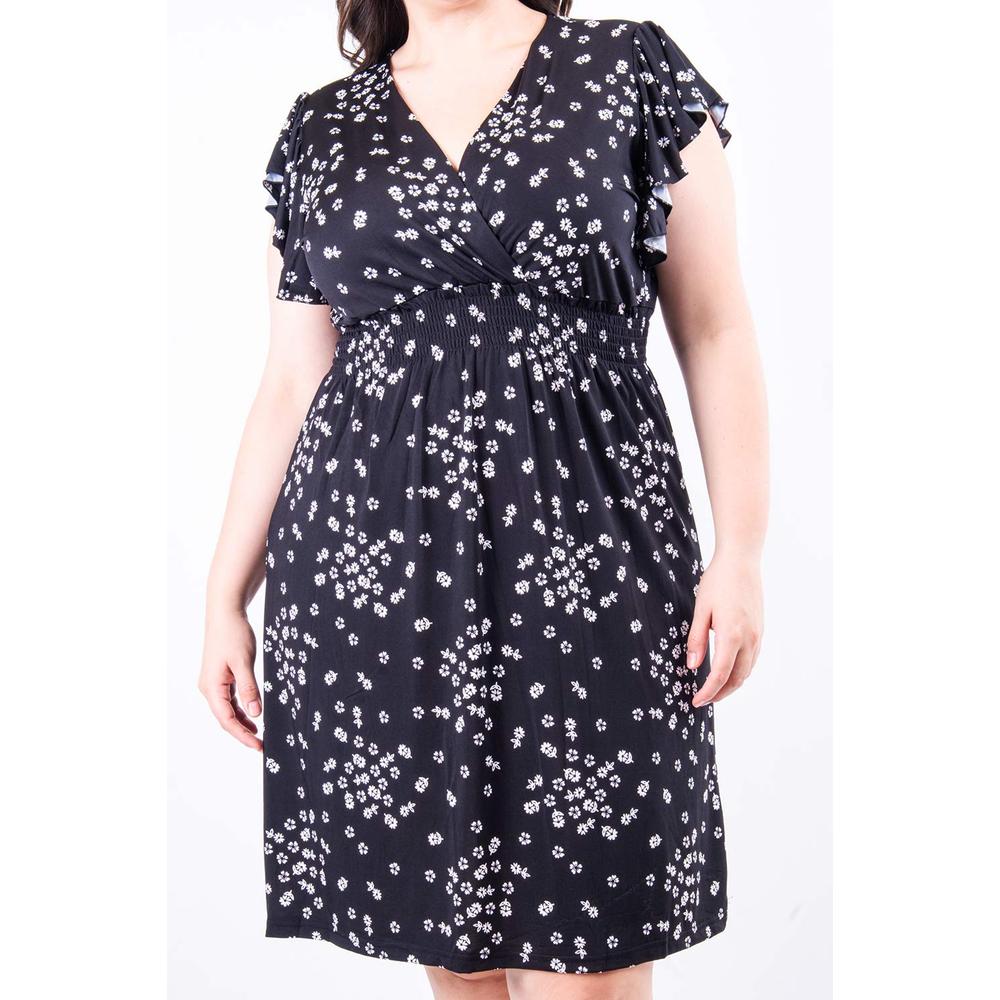 Foto 5 pulgar | Vestido Flores Cintura Smock Roman Fashion /tallas Extras, 8867x-12 (negro Flor) Negro