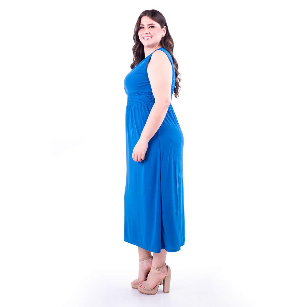 Foto 2 | Vestido Largo Cintura Smock Roman Fashion /tallas Extras, 8801x-so (azul Claro) Azul