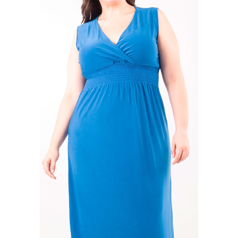 Foto 5 pulgar | Vestido Largo Cintura Smock Roman Fashion /tallas Extras, 8801x-so (azul Claro) Azul