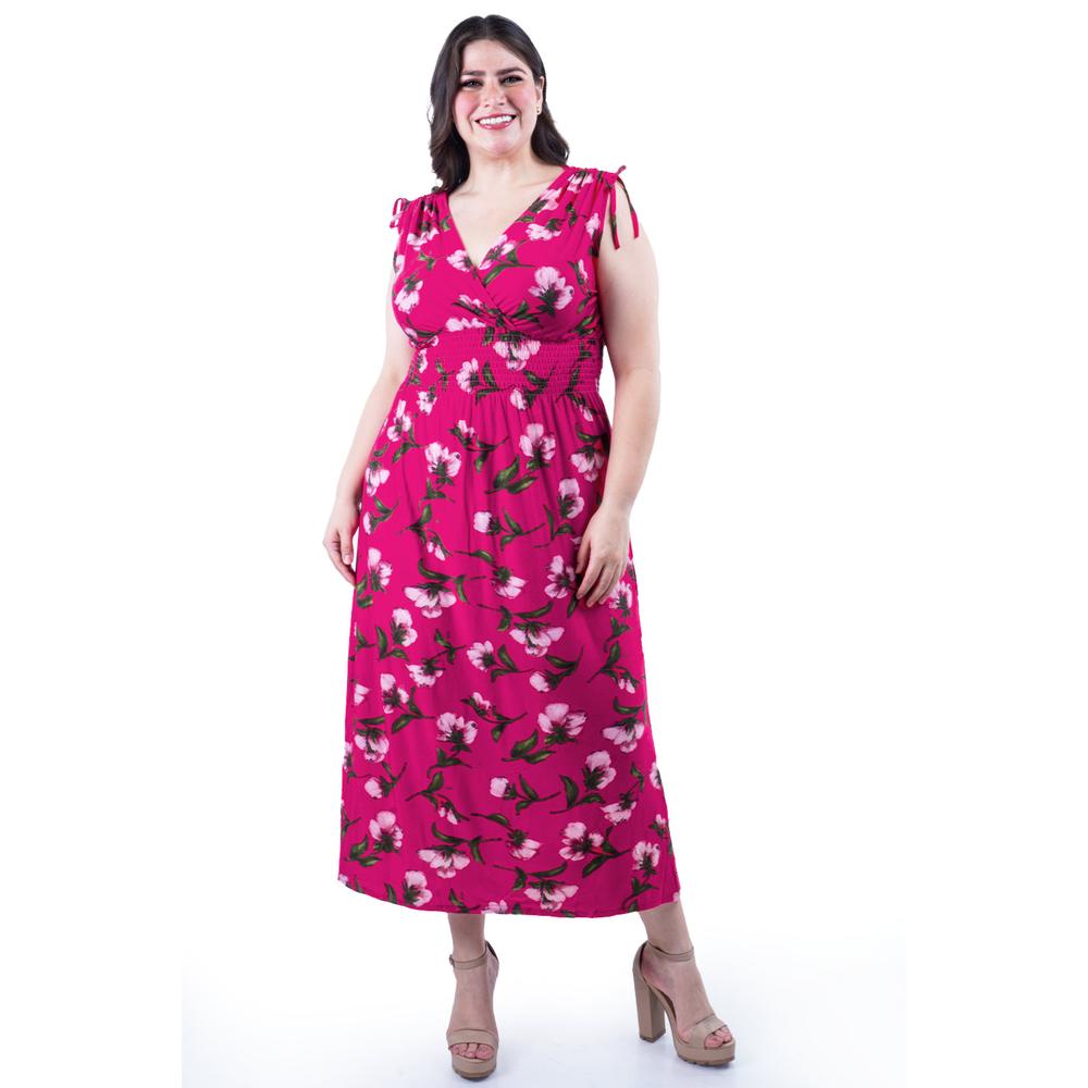 Vestido Largo Con Lazos Roman Fashion /tallas Extras, 8802x-10 (fiusha) Fucsia