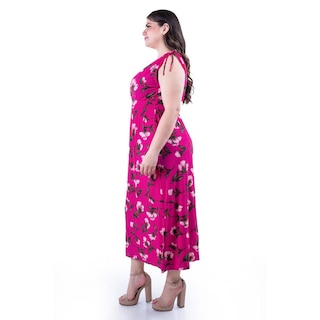 Foto 2 | Vestido Largo Con Lazos Roman Fashion /tallas Extras, 8802x-10 (fiusha) Fucsia