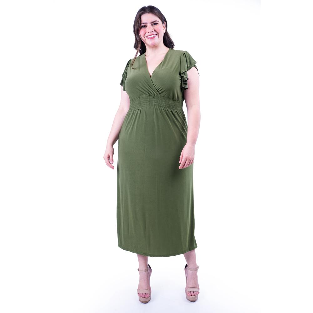 Foto 2 pulgar | Vestido Largo Manga Volantes Roman Fashion /tallas Extras, 9940-so (verde Militar) Verde