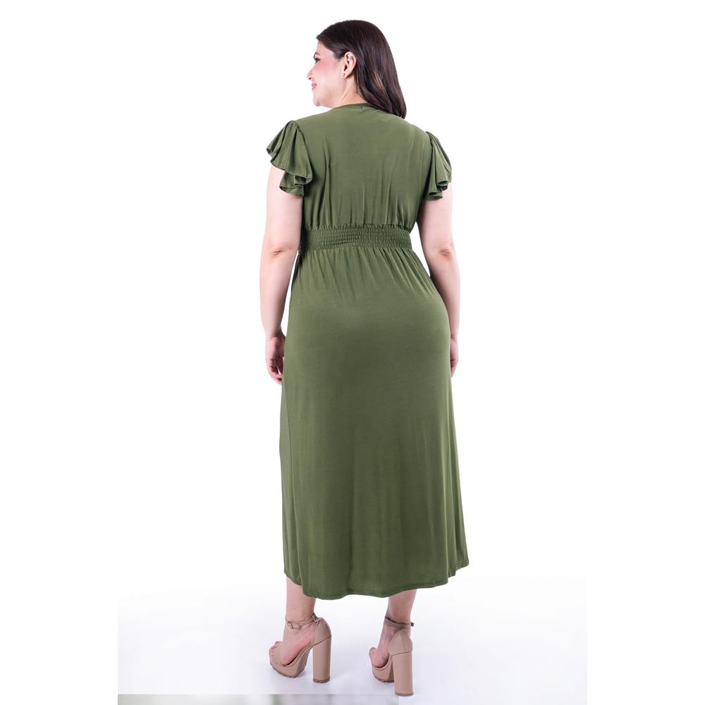 Foto 4 pulgar | Vestido Largo Manga Volantes Roman Fashion /tallas Extras, 9940-so (verde Militar) Verde