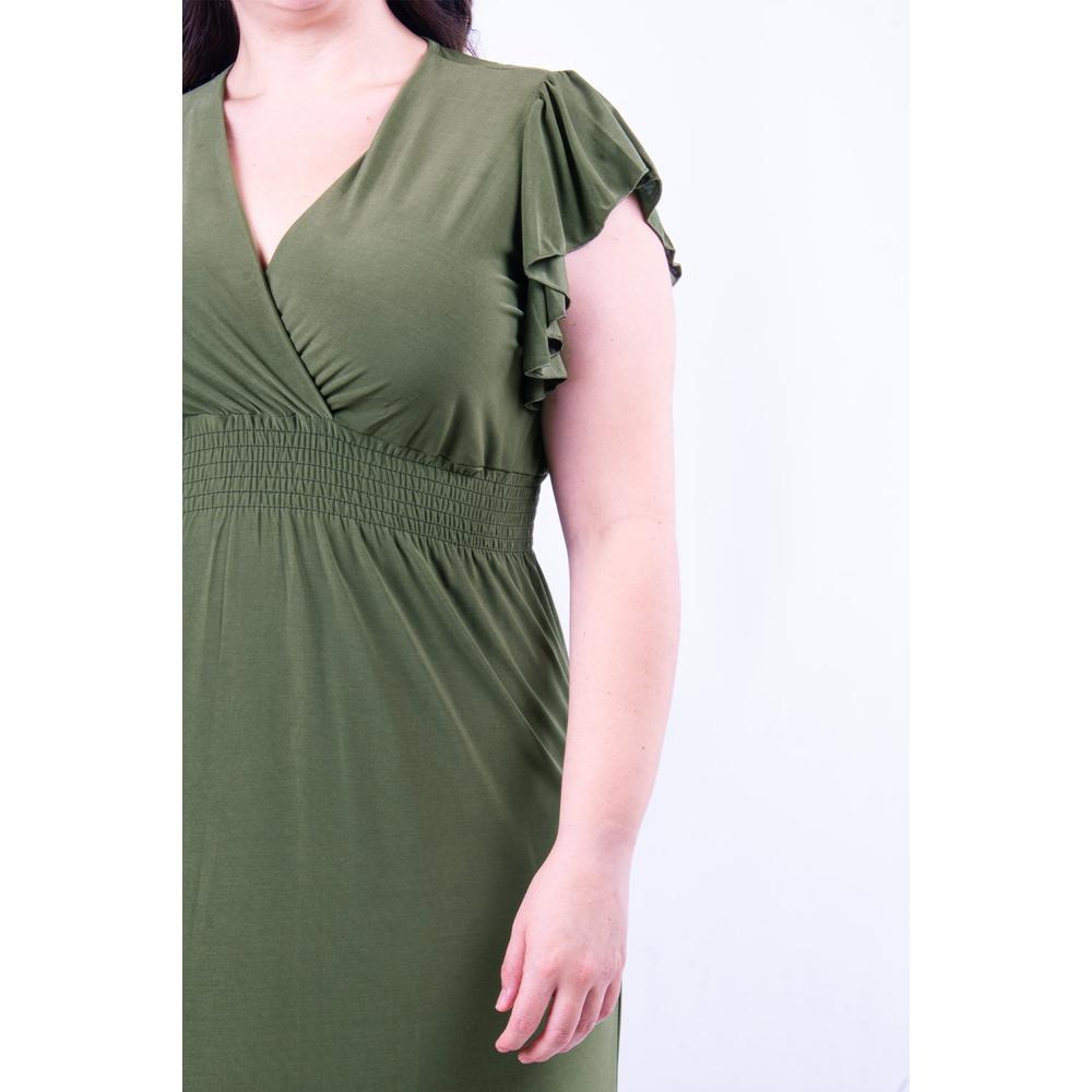 Foto 5 pulgar | Vestido Largo Manga Volantes Roman Fashion /tallas Extras, 9940-so (verde Militar) Verde