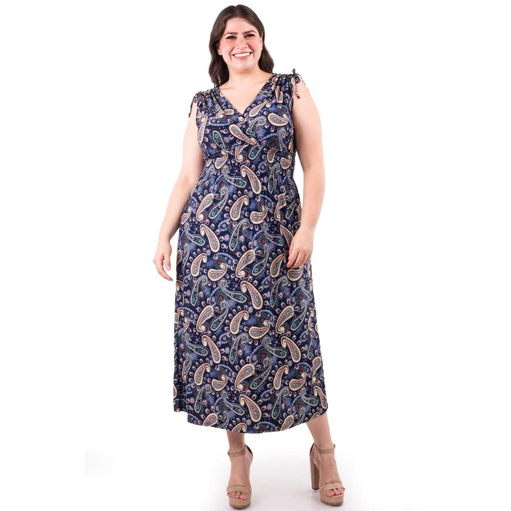 Foto 2 pulgar | Vestido Estampado De Paisley Roman Fashion /tallas Extras, 8802x-11 (azul Marino) Azul Marino