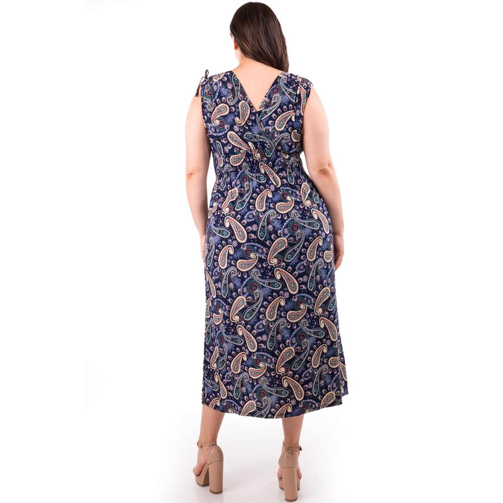 Foto 4 pulgar | Vestido Estampado De Paisley Roman Fashion /tallas Extras, 8802x-11 (azul Marino) Azul Marino