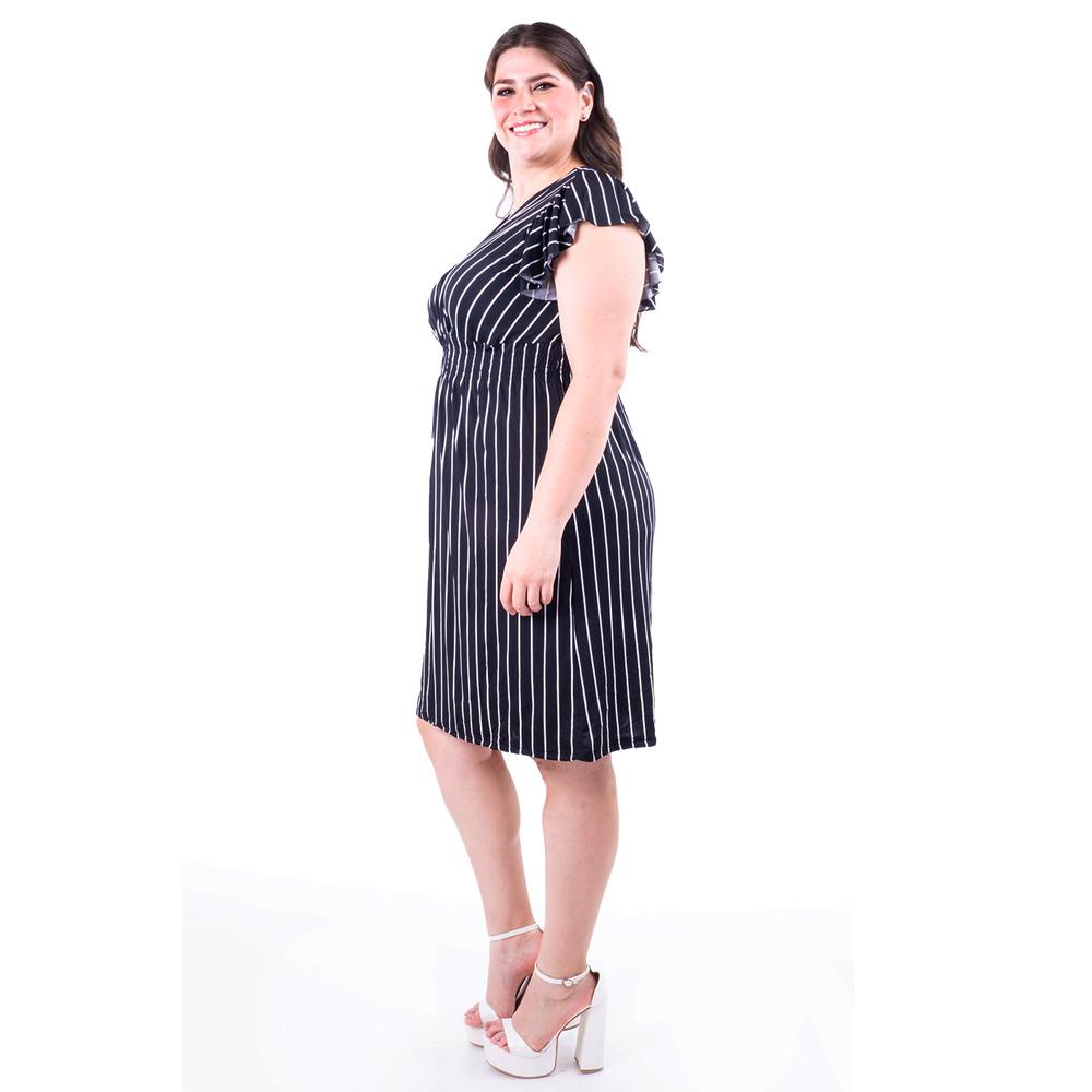 Foto 2 | Vestido De Rayas Roman Fashion /tallas Extras, 8867x-strp (negro Rayas) Negro