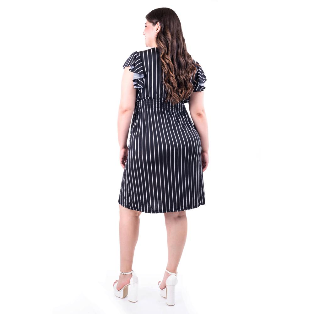 Foto 4 pulgar | Vestido De Rayas Roman Fashion /tallas Extras, 8867x-strp (negro Rayas) Negro