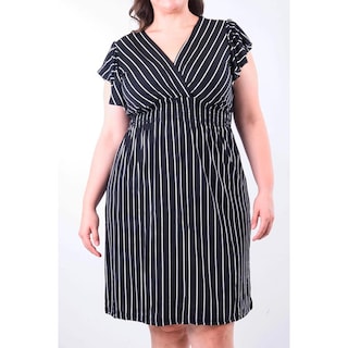 Foto 4 | Vestido De Rayas Roman Fashion /tallas Extras, 8867x-strp (negro Rayas) Negro