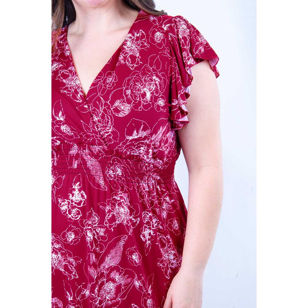 Foto 5 pulgar | Vestido Estampado Flores Roman Fashion, Tallas Extras, 8867-13 (vino Flores) Vino