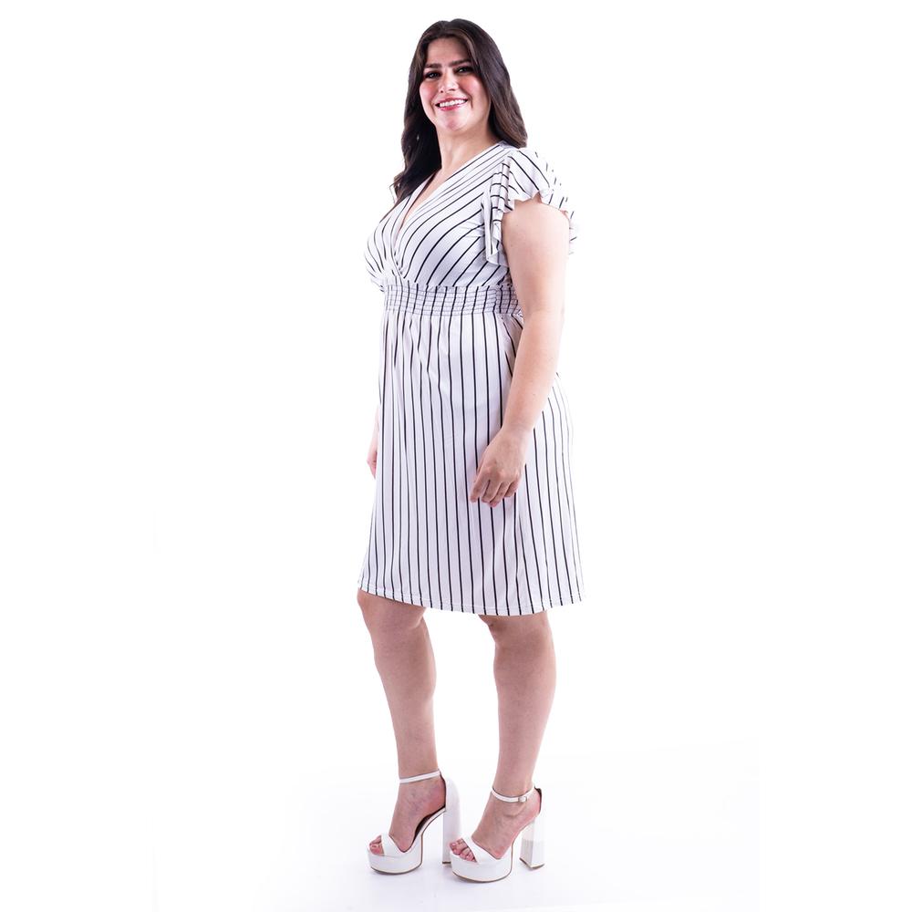 Foto 2 | Vestido De Rayas Roman Fashion /tallas Extras, 8867x-strp (blanco Rayas) Blanco