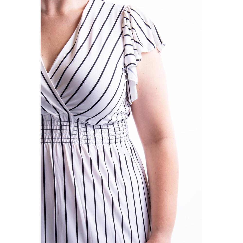 Foto 5 pulgar | Vestido De Rayas Roman Fashion /tallas Extras, 8867x-strp (blanco Rayas) Blanco