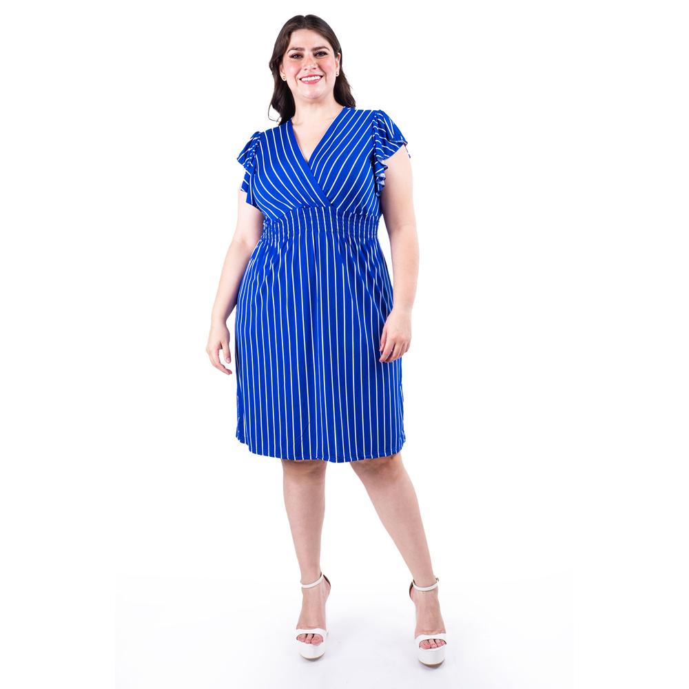 Foto 1 | Vestido De Rayas Roman Fashion /tallas Extras, 8867x-strp (azul Rayas) Azul