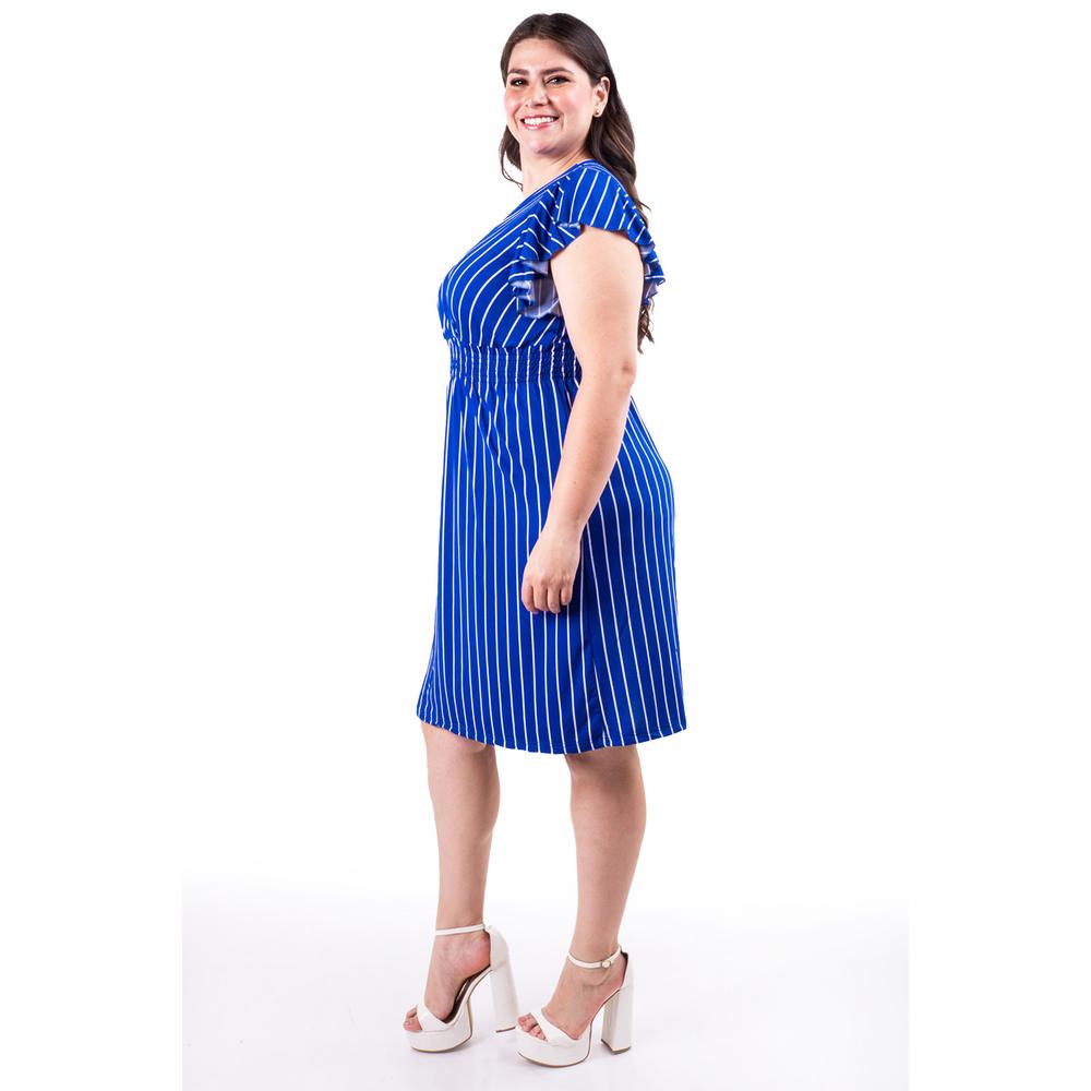 Foto 2 | Vestido De Rayas Roman Fashion /tallas Extras, 8867x-strp (azul Rayas) Azul