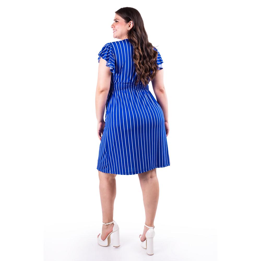 Foto 4 pulgar | Vestido De Rayas Roman Fashion /tallas Extras, 8867x-strp (azul Rayas) Azul