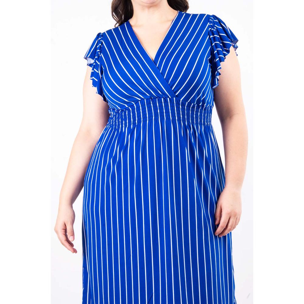 Foto 5 pulgar | Vestido De Rayas Roman Fashion /tallas Extras, 8867x-strp (azul Rayas) Azul