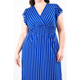 Foto 4 | Vestido De Rayas Roman Fashion /tallas Extras, 8867x-strp (azul Rayas) Azul