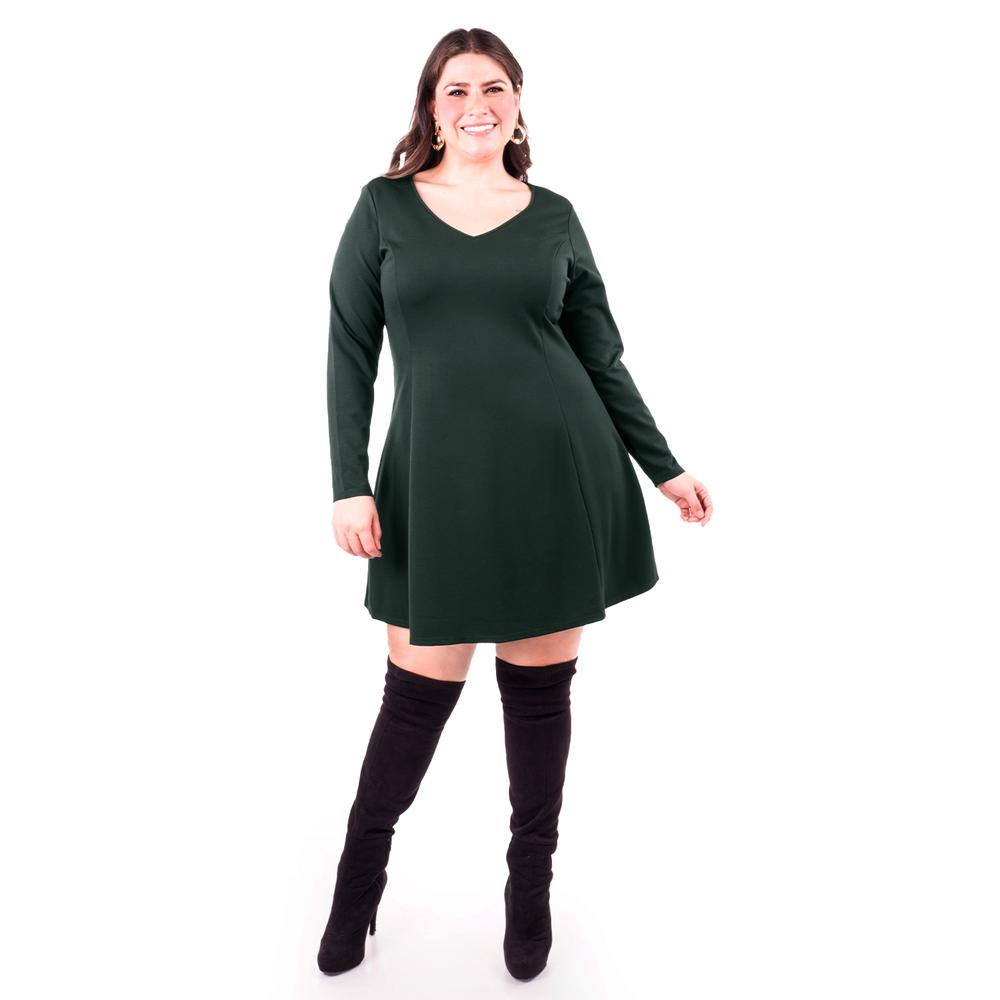 Vestido Corte A Roman Fashion /tallas Extras, 11578 (verde Botella) Verde Oscuro