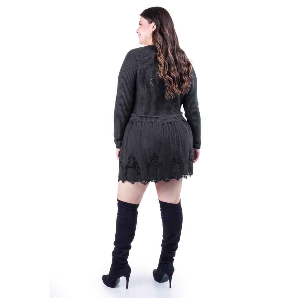 Foto 4 pulgar | Vestido De Algodon Combinado Roman Fashion /tallas Extras, 9118 (negro) Negro