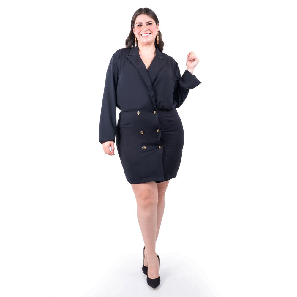Vestido Tipo Blazer Roman Fashion /tallas Extras, 7948 (negro) Negro
