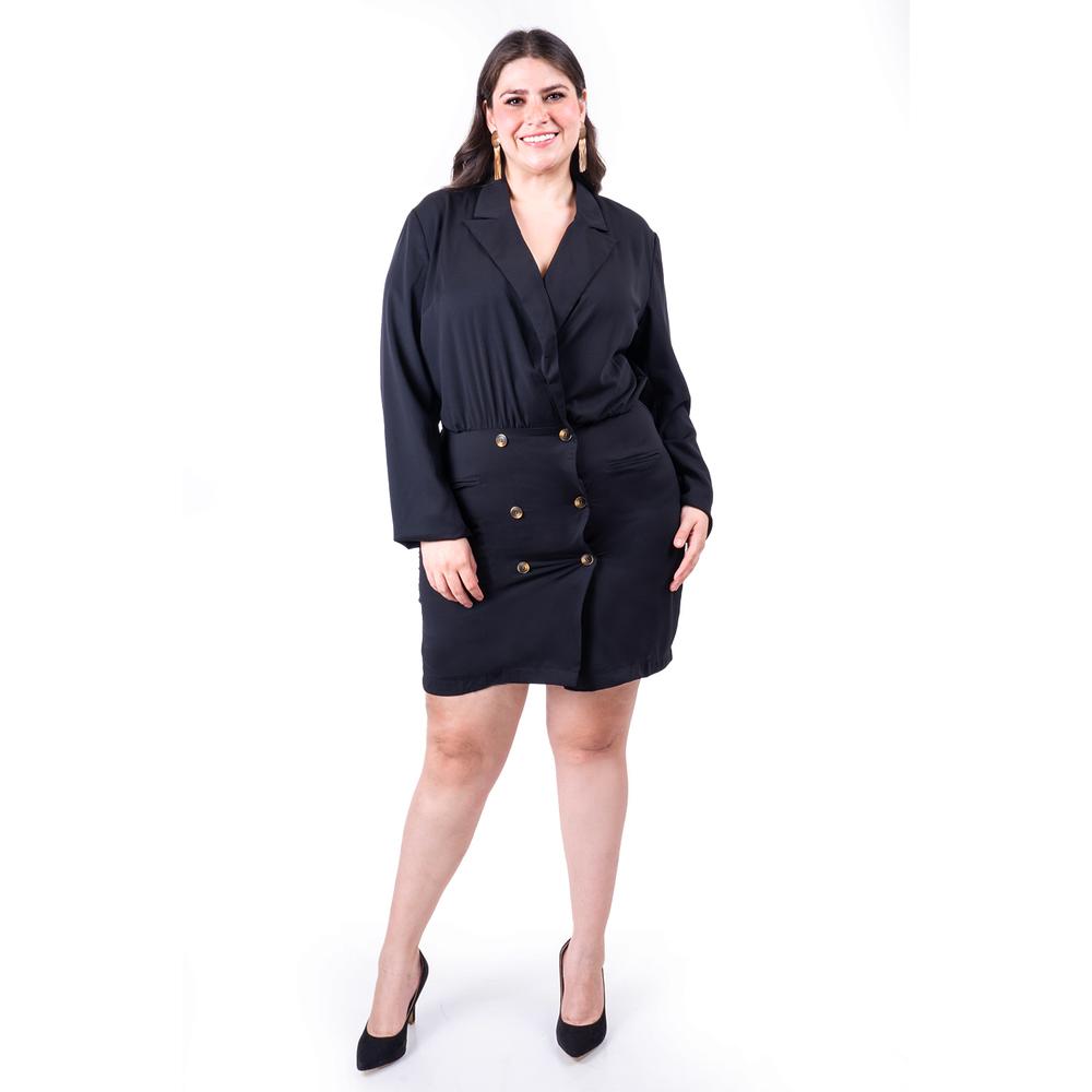 Foto 6 pulgar | Vestido Tipo Blazer Roman Fashion /tallas Extras, 7948 (negro) Negro