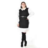 Vestido Camisero Con Chaleco Roman Fashion /tallas Extras, 3820 (negro) Negro