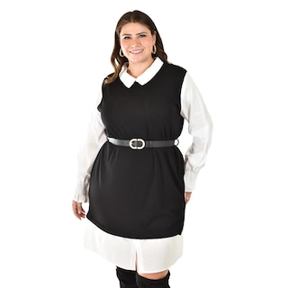 Foto 2 | Vestido Camisero Con Chaleco Roman Fashion /tallas Extras, 3820 (negro) Negro