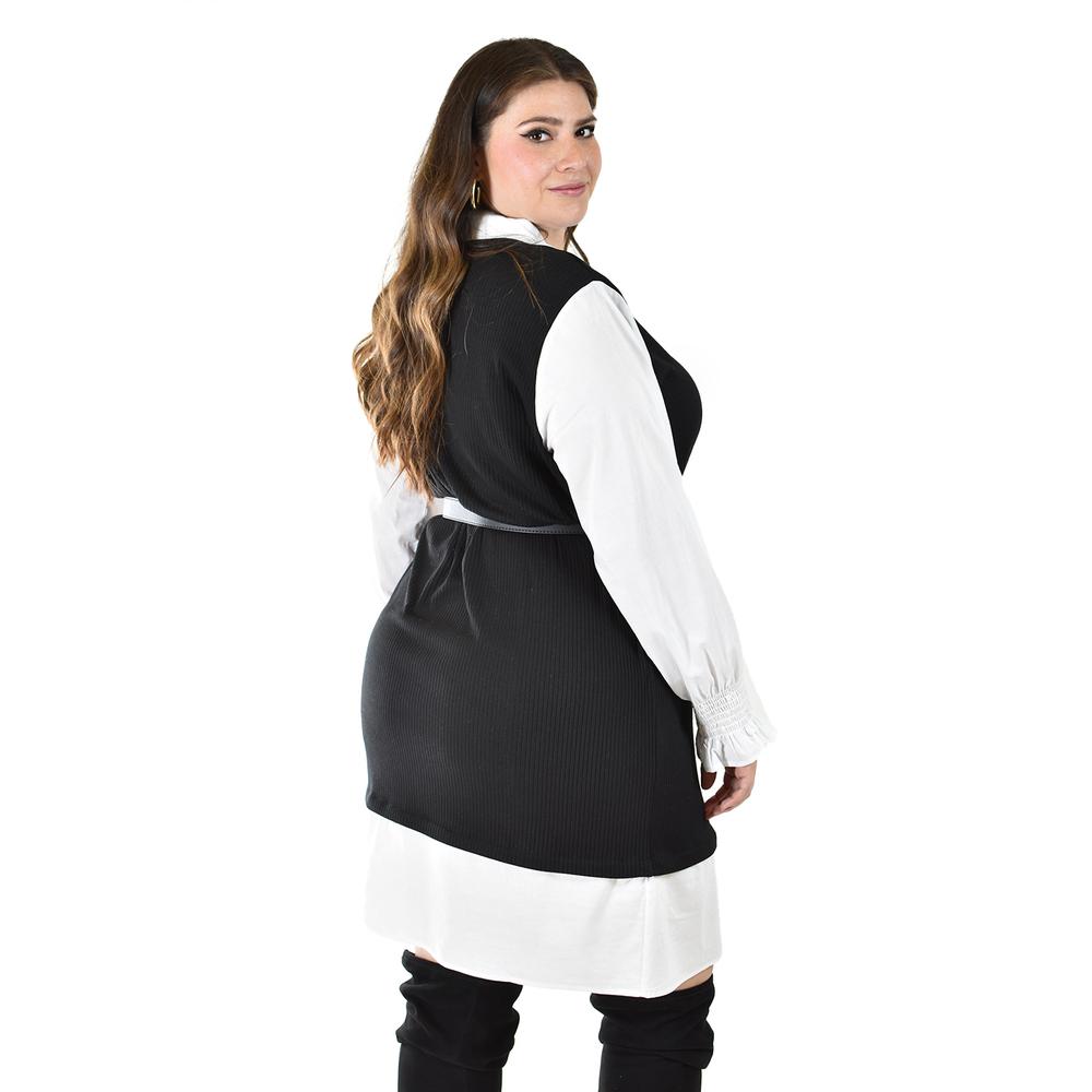 Foto 5 pulgar | Vestido Camisero Con Chaleco Roman Fashion /tallas Extras, 3820 (negro) Negro