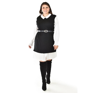 Foto 8 | Vestido Camisero Con Chaleco Roman Fashion /tallas Extras, 3820 (negro) Negro