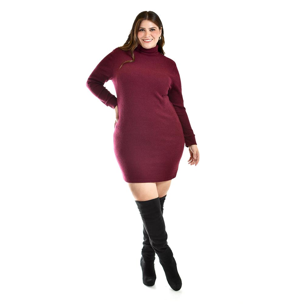 Foto 2 pulgar | Vestido De Punto Con Cuello Alto Roman Fashion /tallas Extras, 3821 (vino) Vino