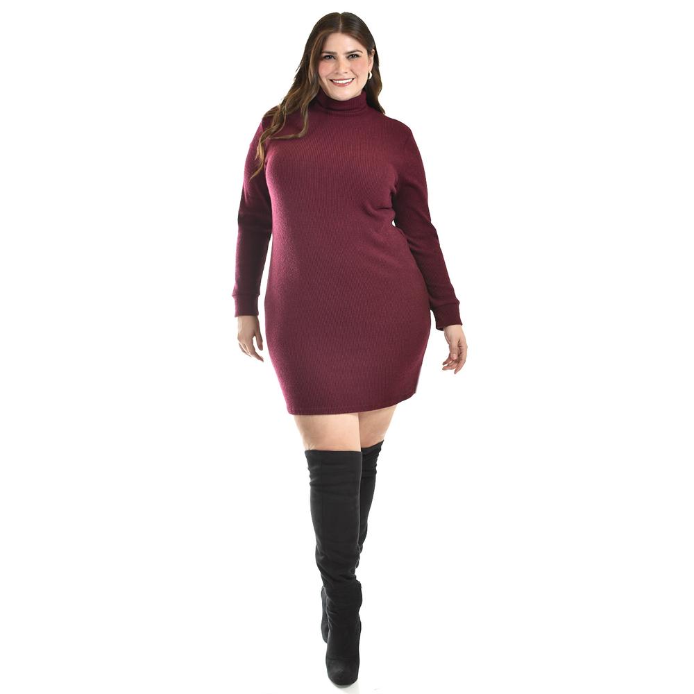 Foto 6 pulgar | Vestido De Punto Con Cuello Alto Roman Fashion /tallas Extras, 3821 (vino) Vino