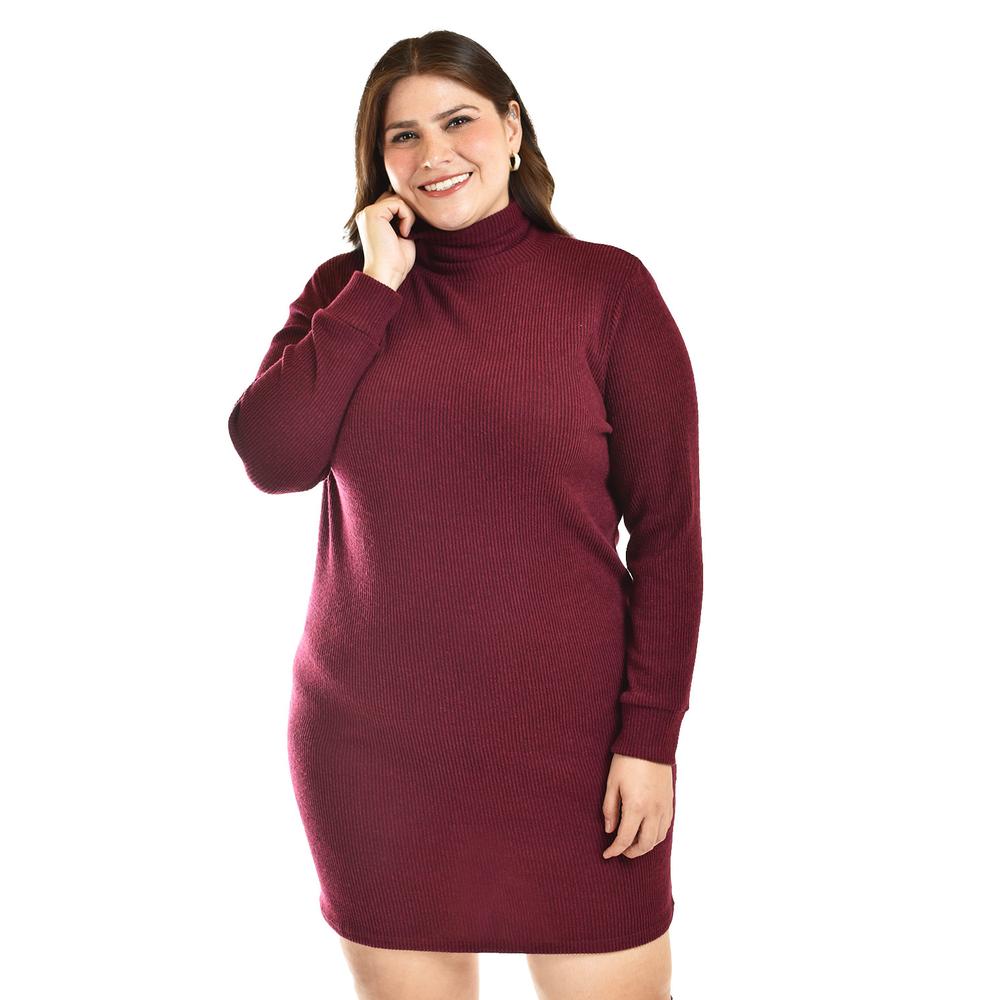 Foto 6 | Vestido De Punto Con Cuello Alto Roman Fashion /tallas Extras, 3821 (vino) Vino