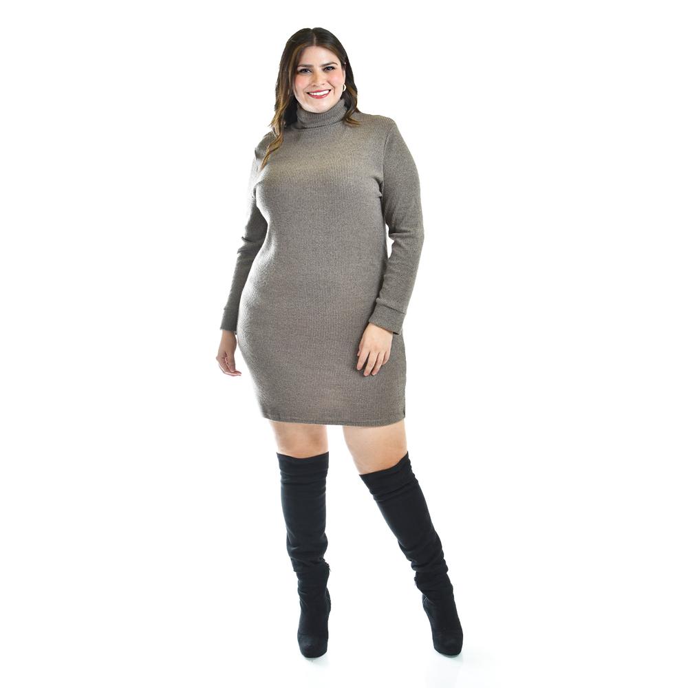 Foto 6 pulgar | Vestido De Punto Con Cuello Alto Roman Fashion /tallas Extras, 3821 (cafe) Cafe