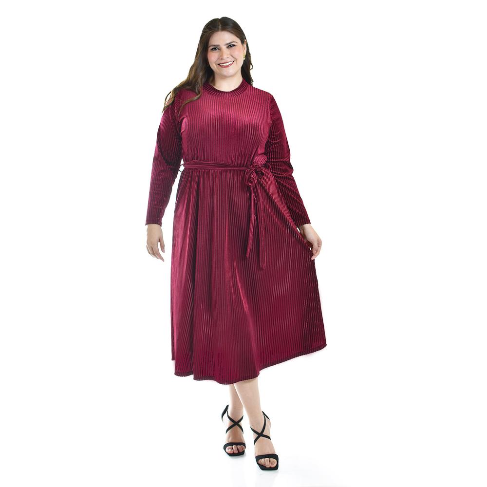 Vestido Midi De Terciopelo Roman Fashion /tallas Extras, 3826 (vino) Vino