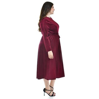 Foto 2 | Vestido Midi De Terciopelo Roman Fashion /tallas Extras, 3826 (vino) Vino
